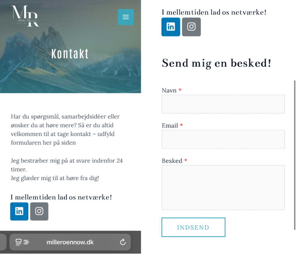 visning af responsivt design på mobil